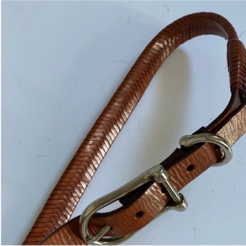 Willis and Geiger Belt Brown Leather Woven Braided Horse Bit Buckle Size 42